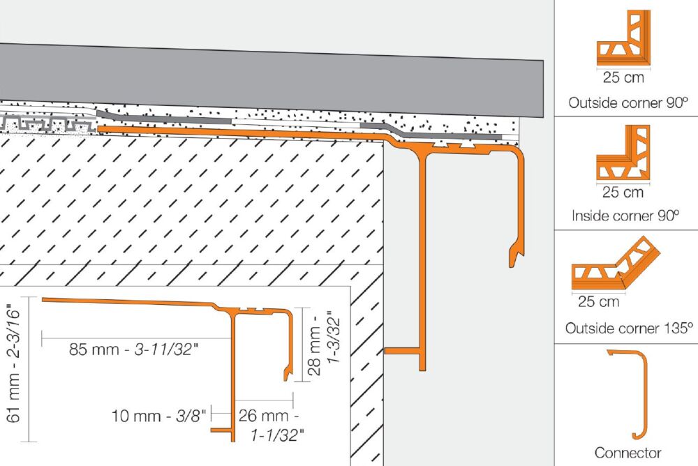 Schluter BARA-RAK 90° Tile Trim - Outside Corner