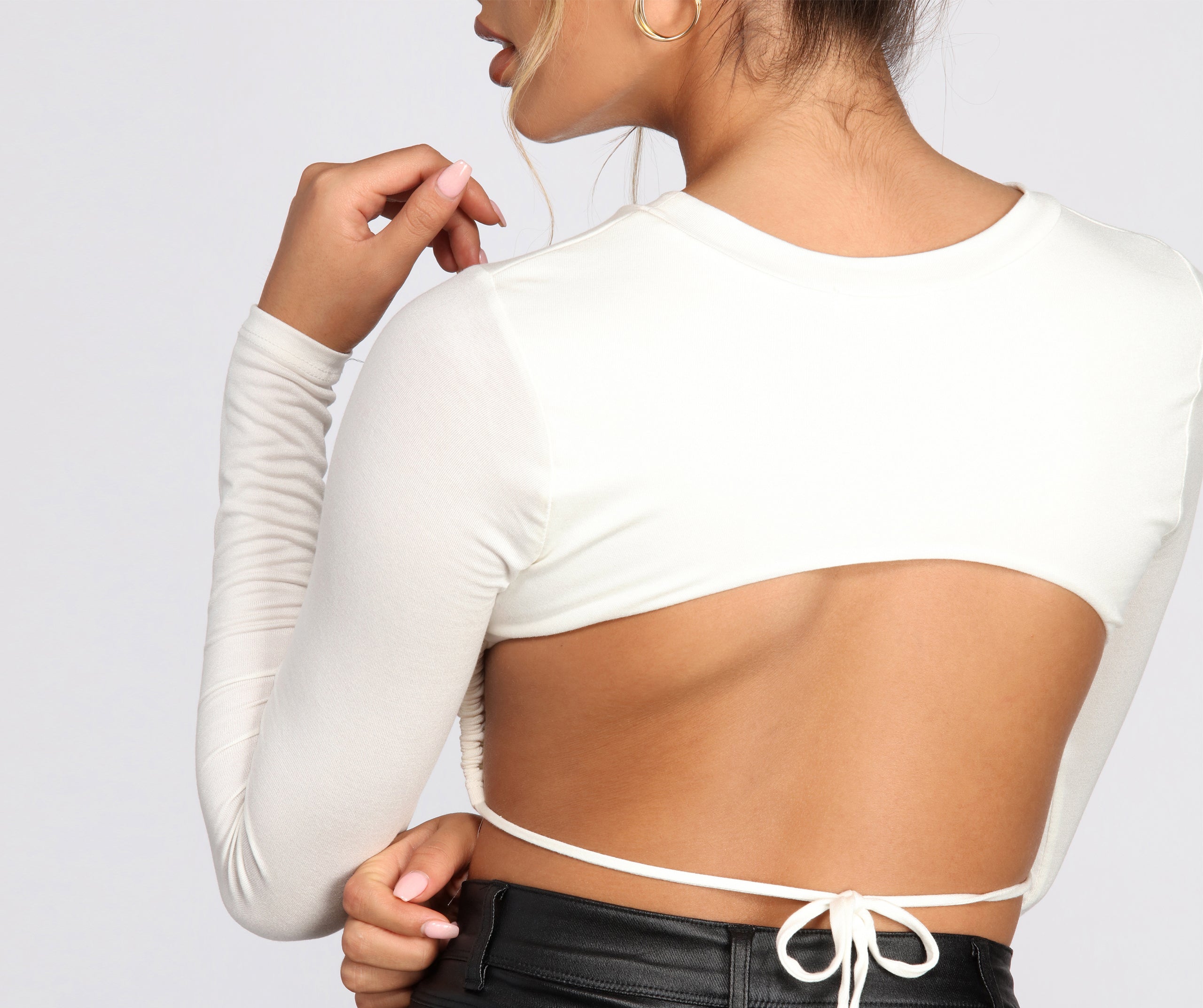 Open Back Ruched Crop Top