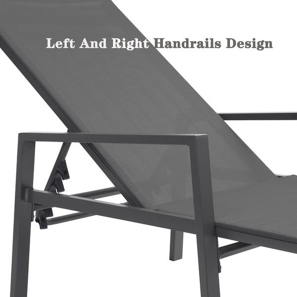 2 Pieces Set Patio Chaise Lounges with Armrests