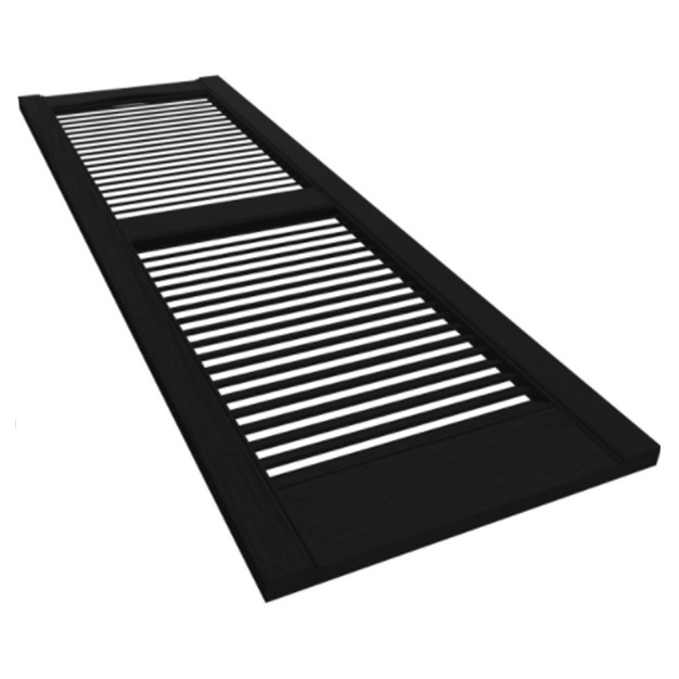 Plastic Development Group Lsblck1443 14 X 43 Inch Decorative Exterior Vinyl Plastic Louvered Window Shutters W Installation Kit amp Instructions Black