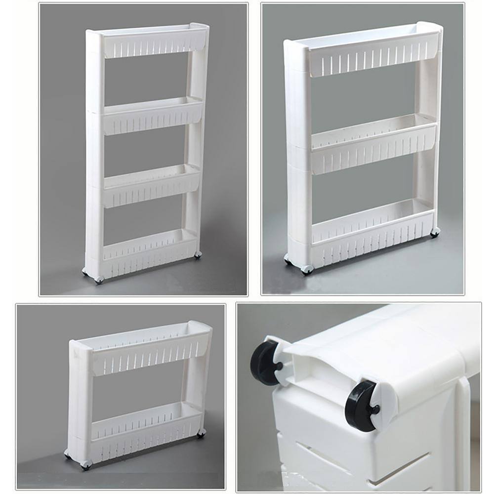 Basicwise 40 in. White Plastic 4-shelf Etagere Bookcase with Adjustable Shelves QI003220