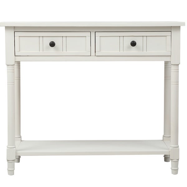 Console Table with 2 Drawers and Bottom Shelf Acacia Mangiu， Espresso