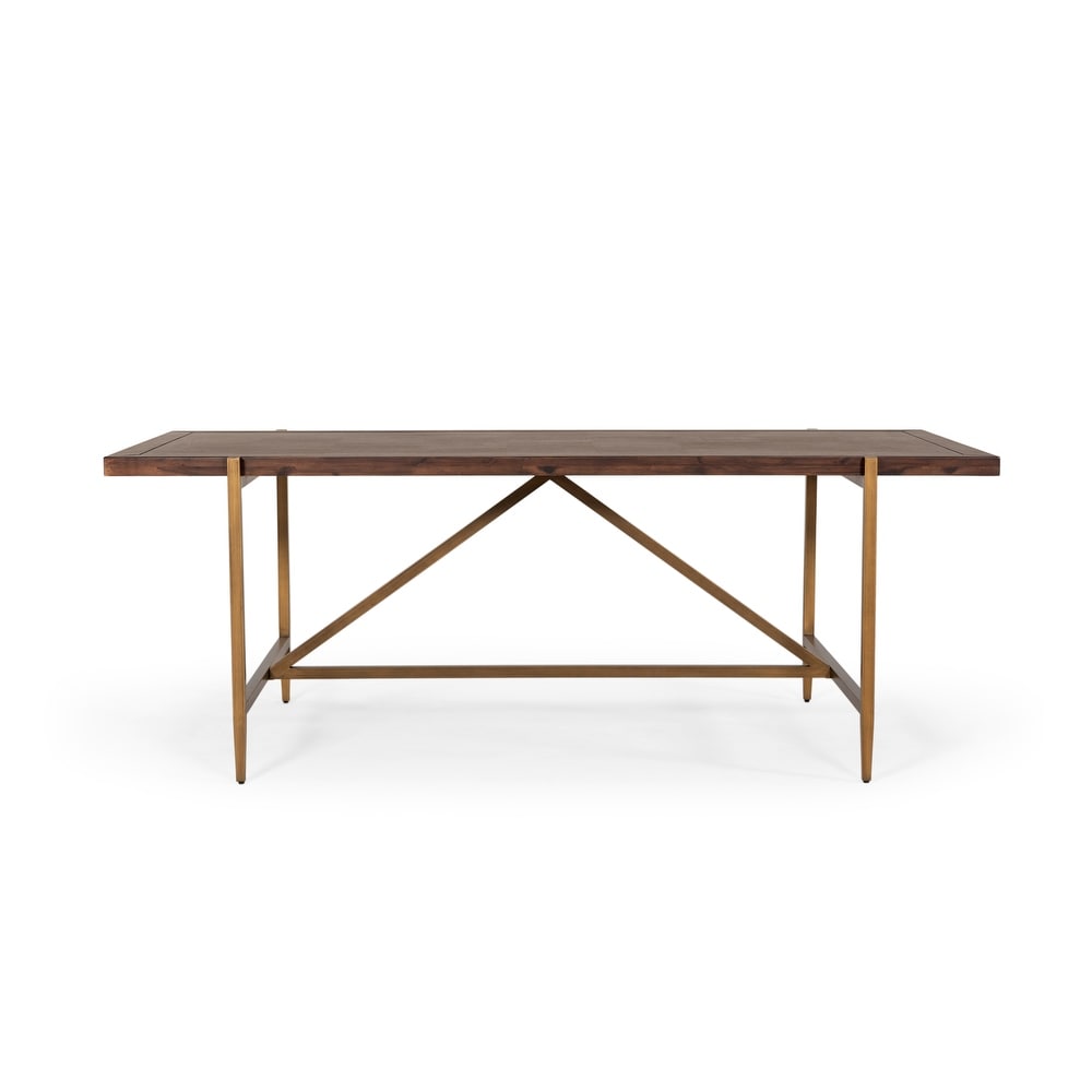 Modrest Shane Modern Acacia   Brass Dining Table