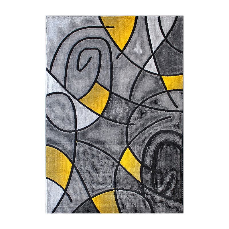 Masada Rugs Masada Rugs Trendz Collection 5'x7' Modern Contemporary Area Rug in Yellow， Gray and Black