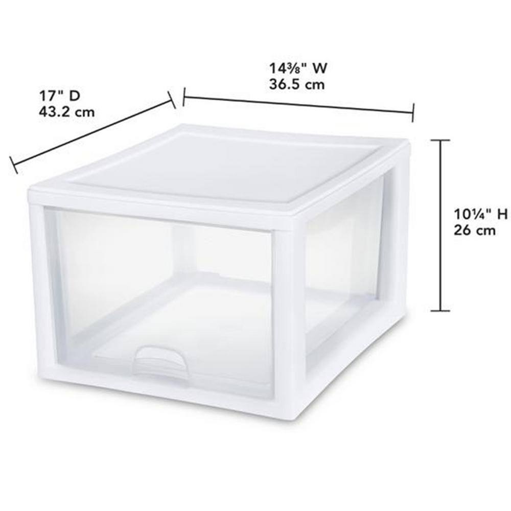 Sterilite 27 qt. Plastic Modular Stacking Storage Drawer Container in Clear 4 Pack 4 x 23108004