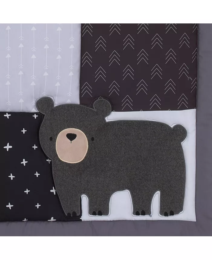 NoJo Little Man Cave Bear， Fox， Moose， Buffalo Check and Arrows Rustic Nursery Crib Bedding Set， 3 Piece