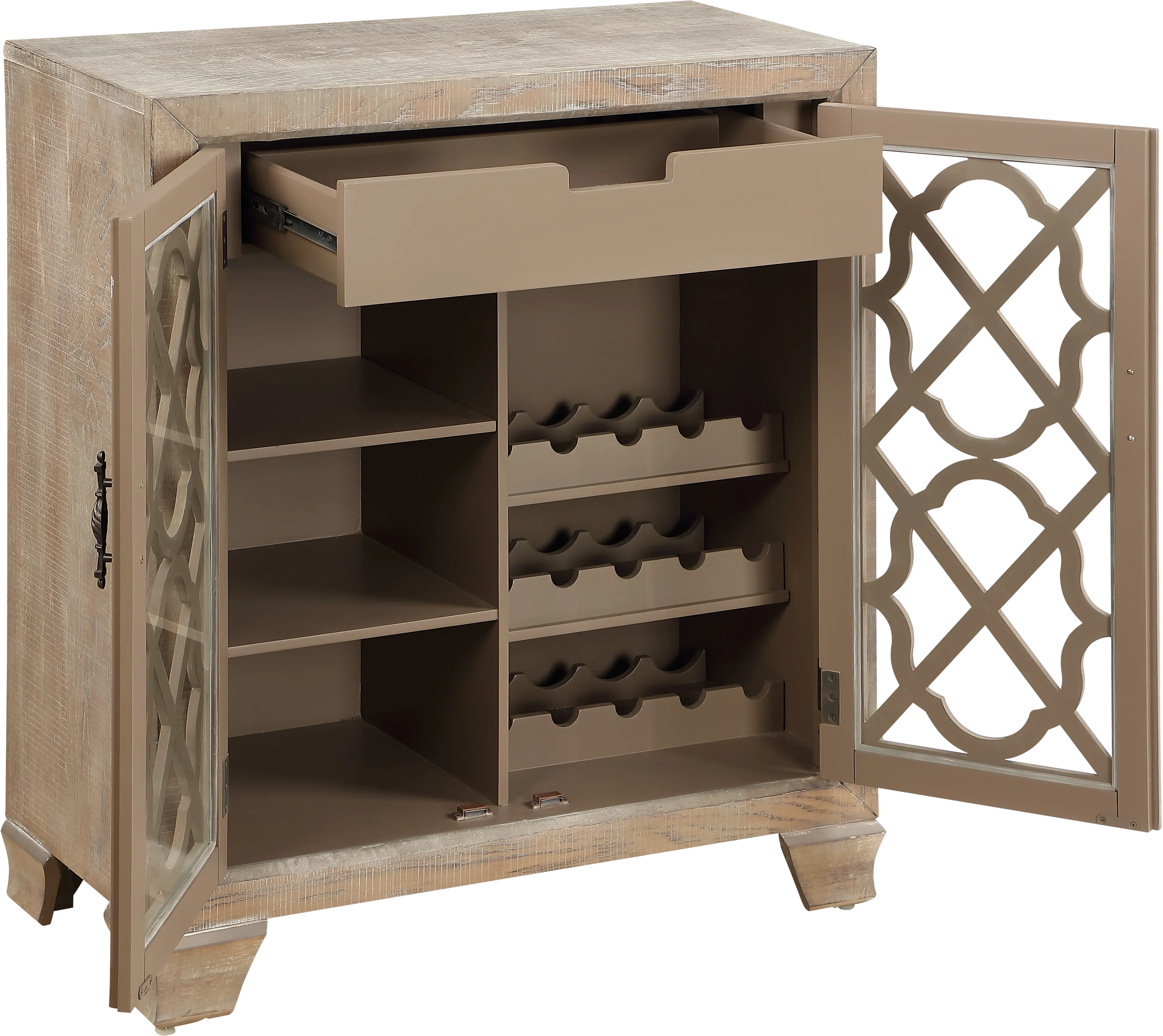 Light Brown Two Door Wine Cabinet