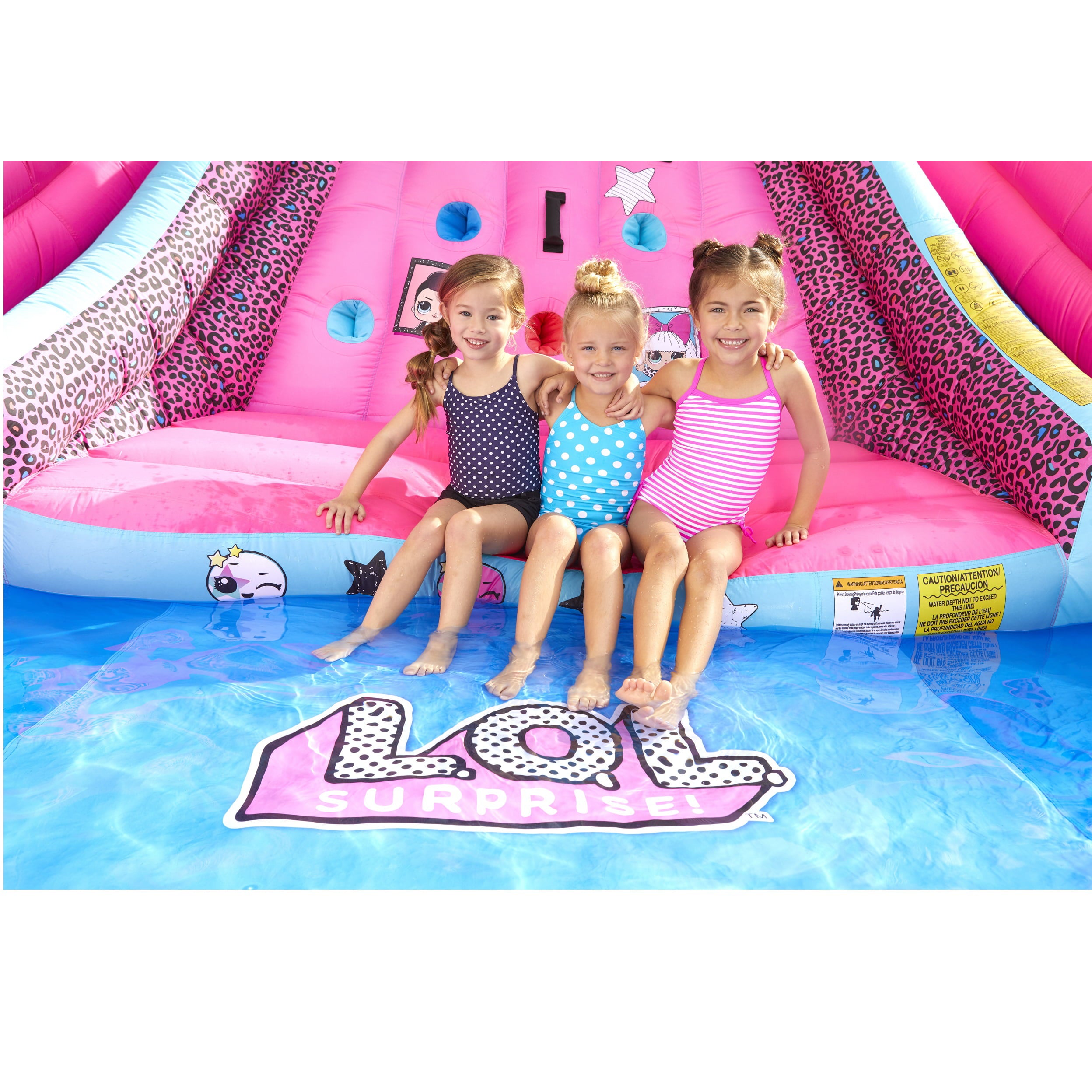 LOL Surprise River Race Inflatable Water Park With 2 Slides, Climbing Wall and Blower, Outdoor Summer Backyard Playground Toy, Fits up to 4 Kids- for Kids Families Boys Girls Ages 4 5 6+, Pink