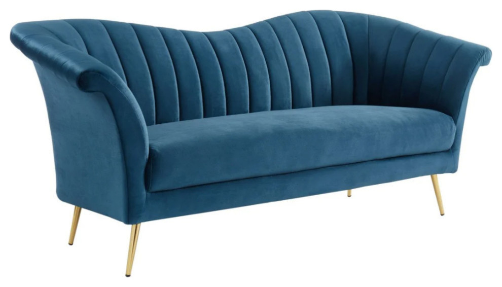 Angie Modern Blue Fabric Sofa   Midcentury   Sofas   by Rustic Home Furniture Deco  Houzz