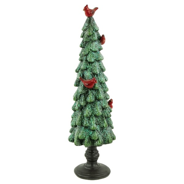 Glittered Tree with Cardinals Christmas Decoration