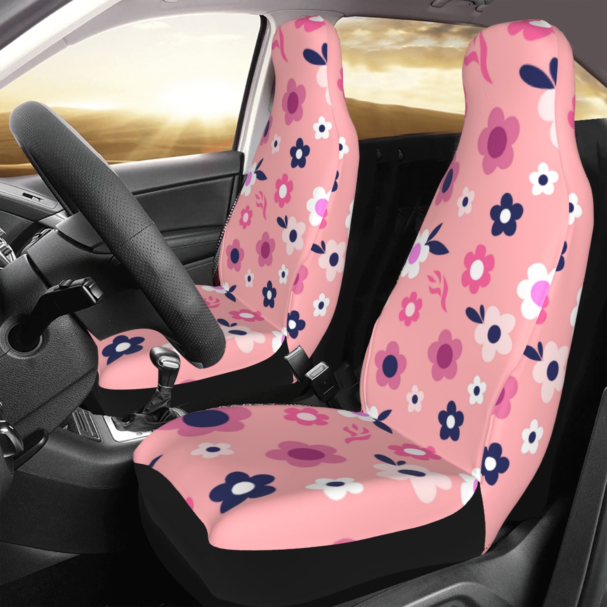 ZICANCN Car Seat Cover Flowers Daisies Floral Car Front Seat Covers Protectors ， Automotive Seat Covers for Cars Trucks Suv