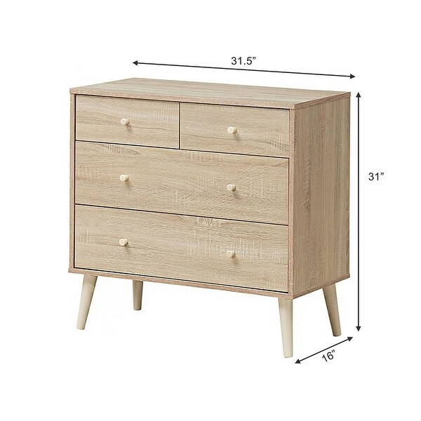 4 Drawer Dresser Free Standing Chest Wooden Storage Cabinet Organizer - - 36142259