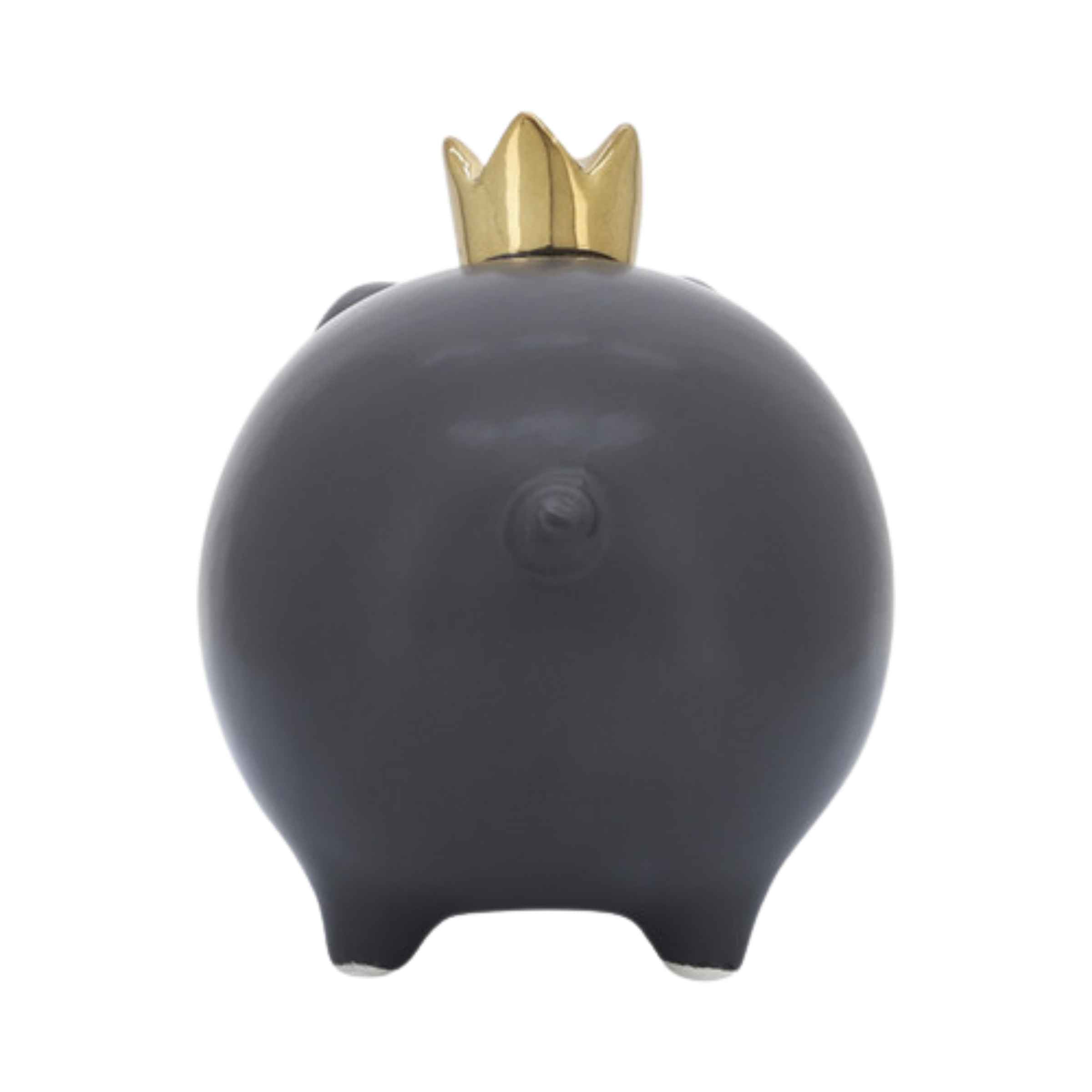 Pig With Crown Ceramic 15 Cm - Black 16955-04