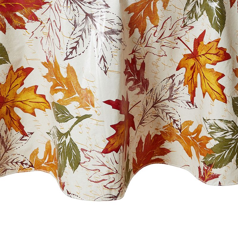 Elrene Home Fashions Vintage Leaves Vinyl Round Tablecloth