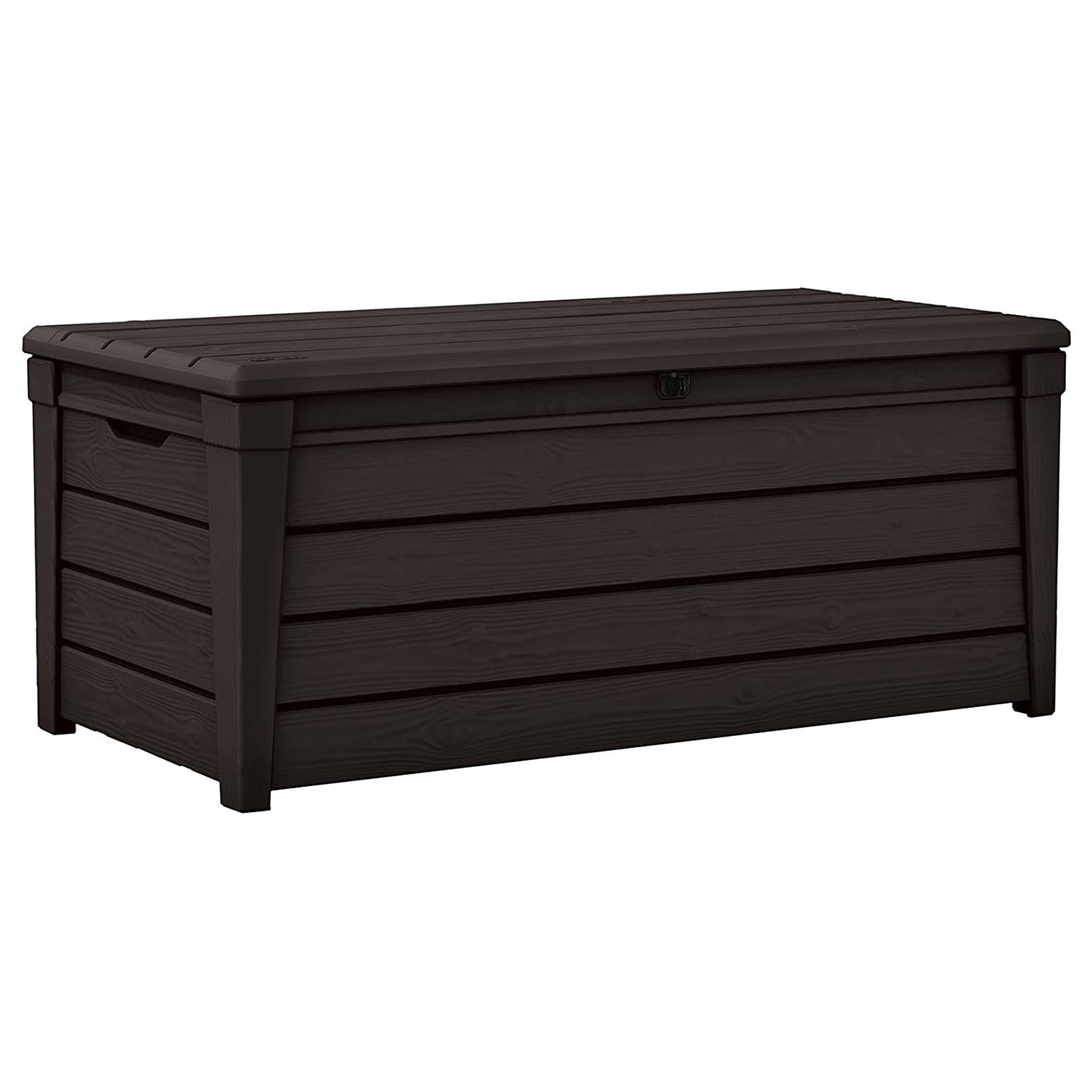 Keter Brightwood Weatherproof Patio Deck Storage Box Bench, Brown (2 Pack)