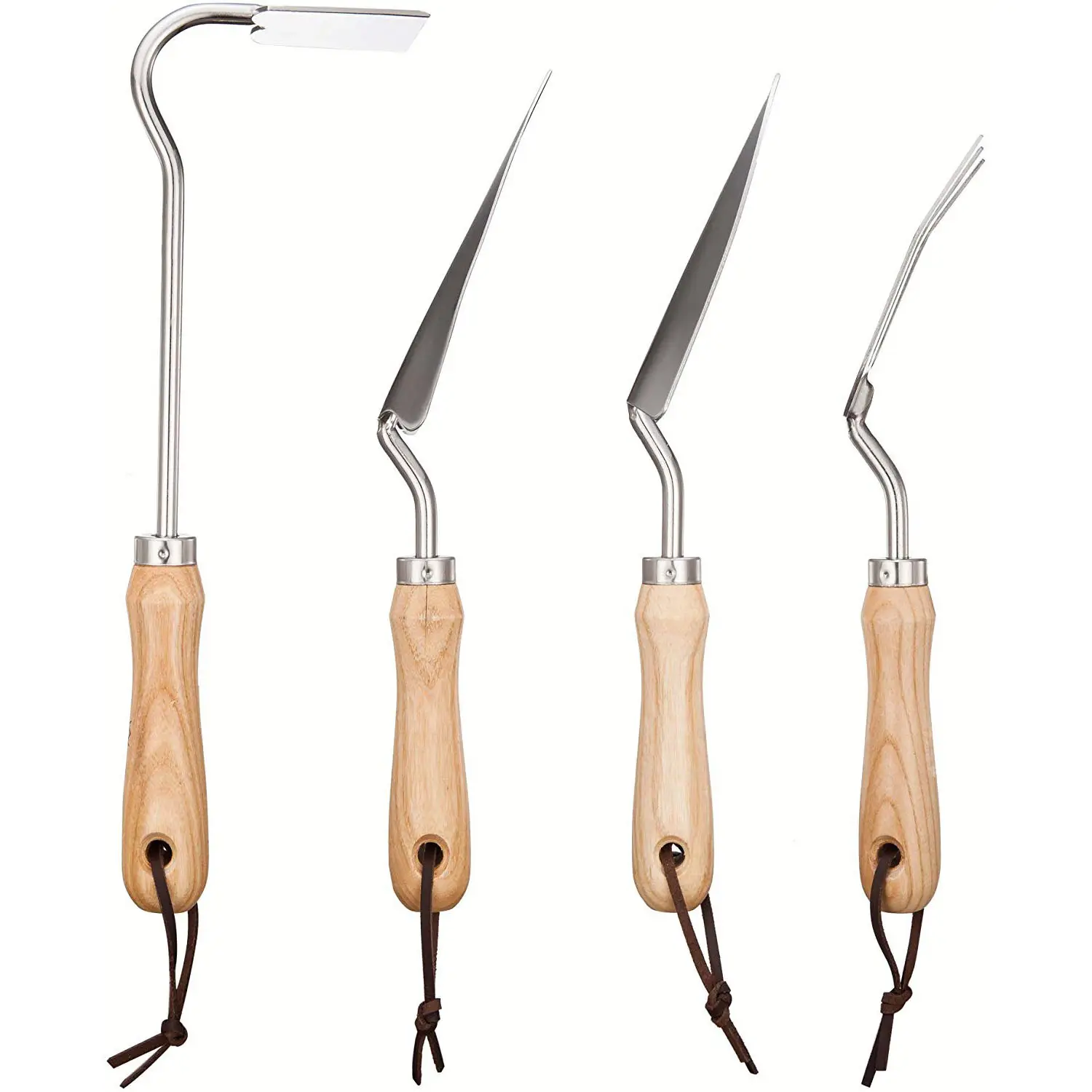 Stainless Steel Garden Hand Tools Four Piece Set Garden Weeder Hoe Seed Shifter Wooden Handle Garden Tools