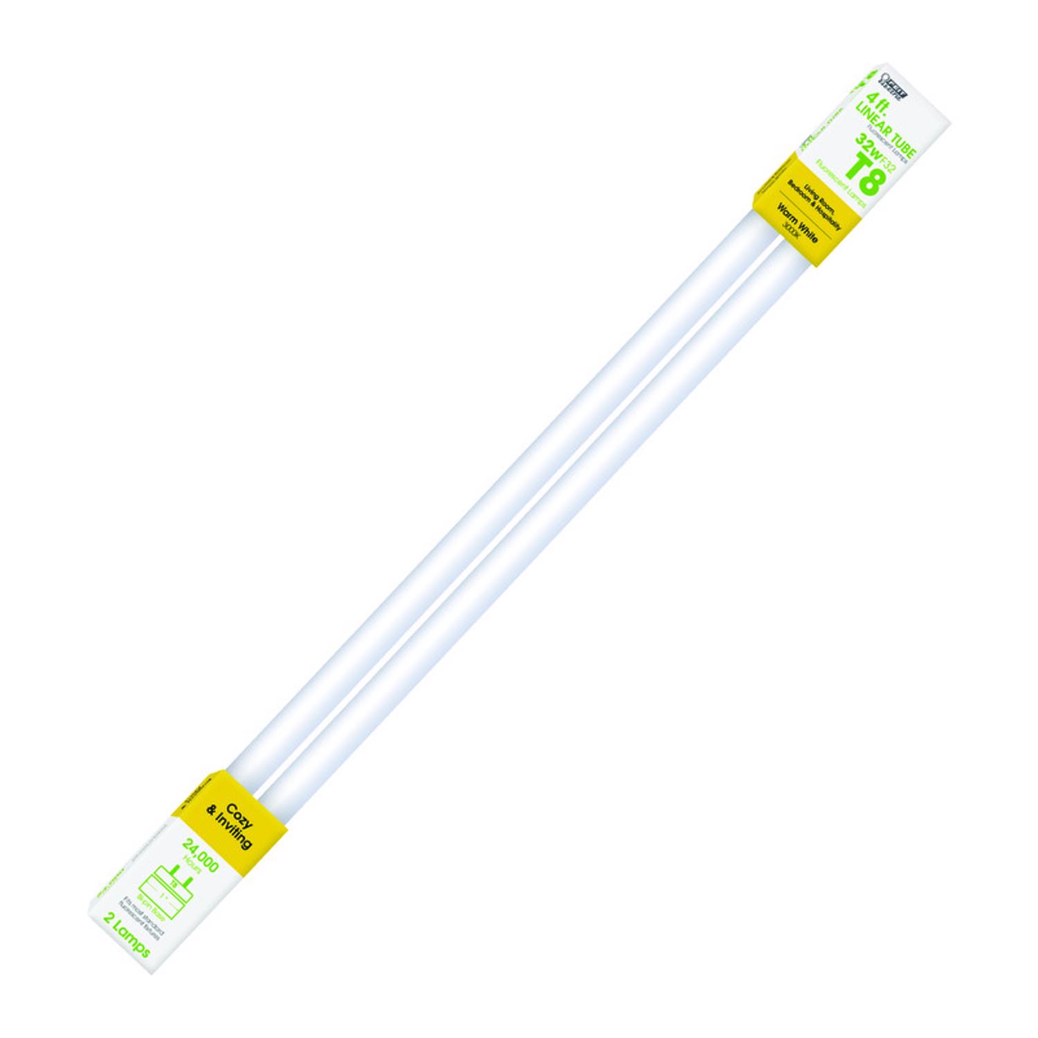 Feit Legacy Bulbs 32 W T8 1 in. D X 47.5 in. L Fluorescent Bulb Warm White Linear 3000 K 2 pk