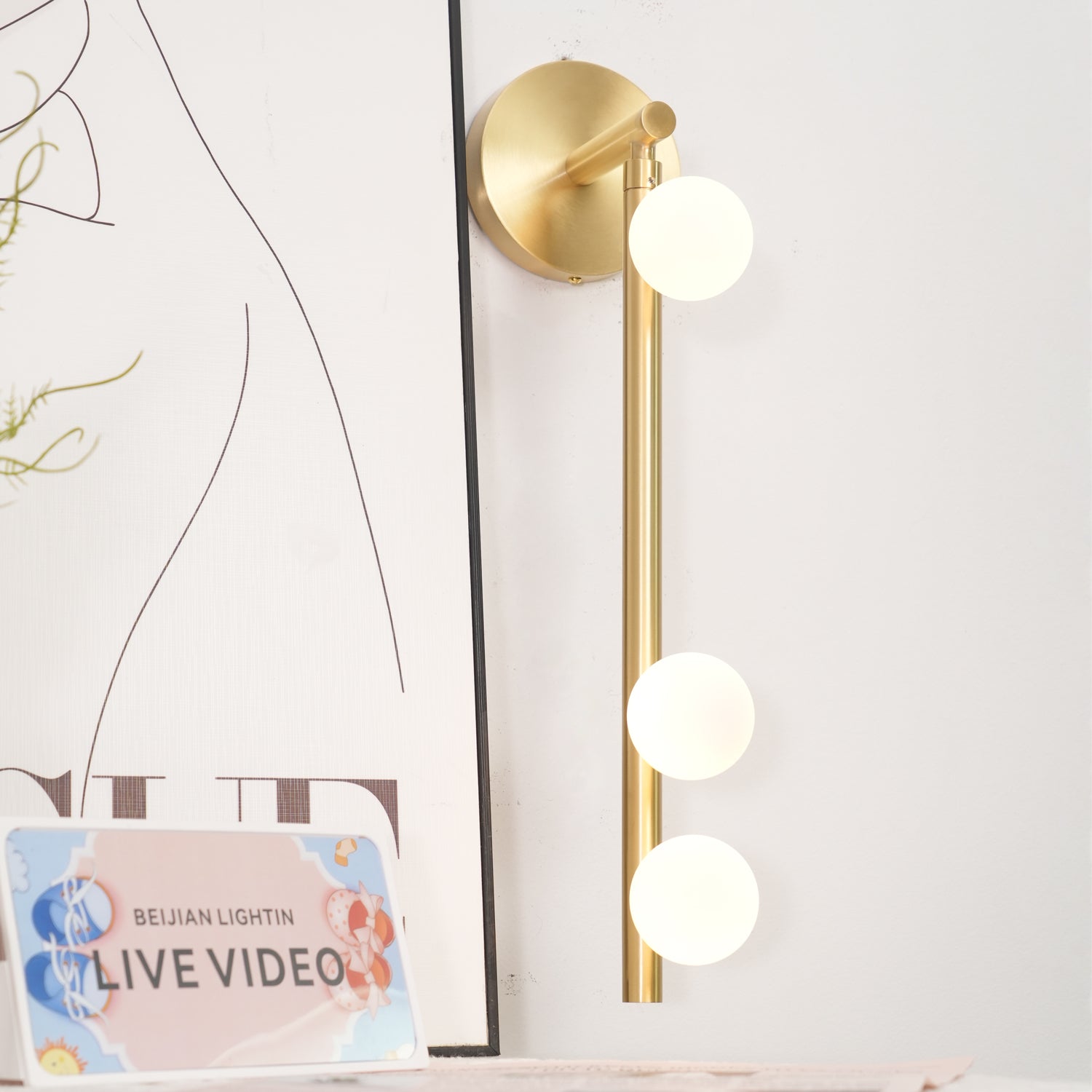 Brass Glass Tube Plug-in Wall Lamp