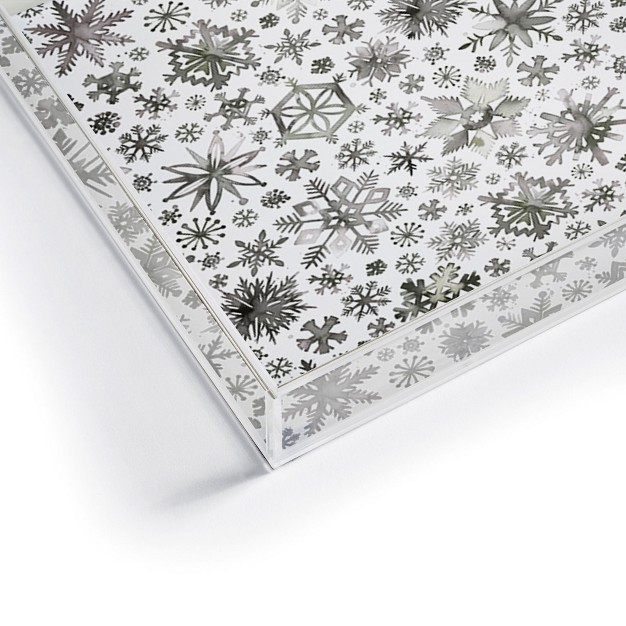 Ninola Design Winter Stars Snowflakes Gray Acrylic Tray deny Designs