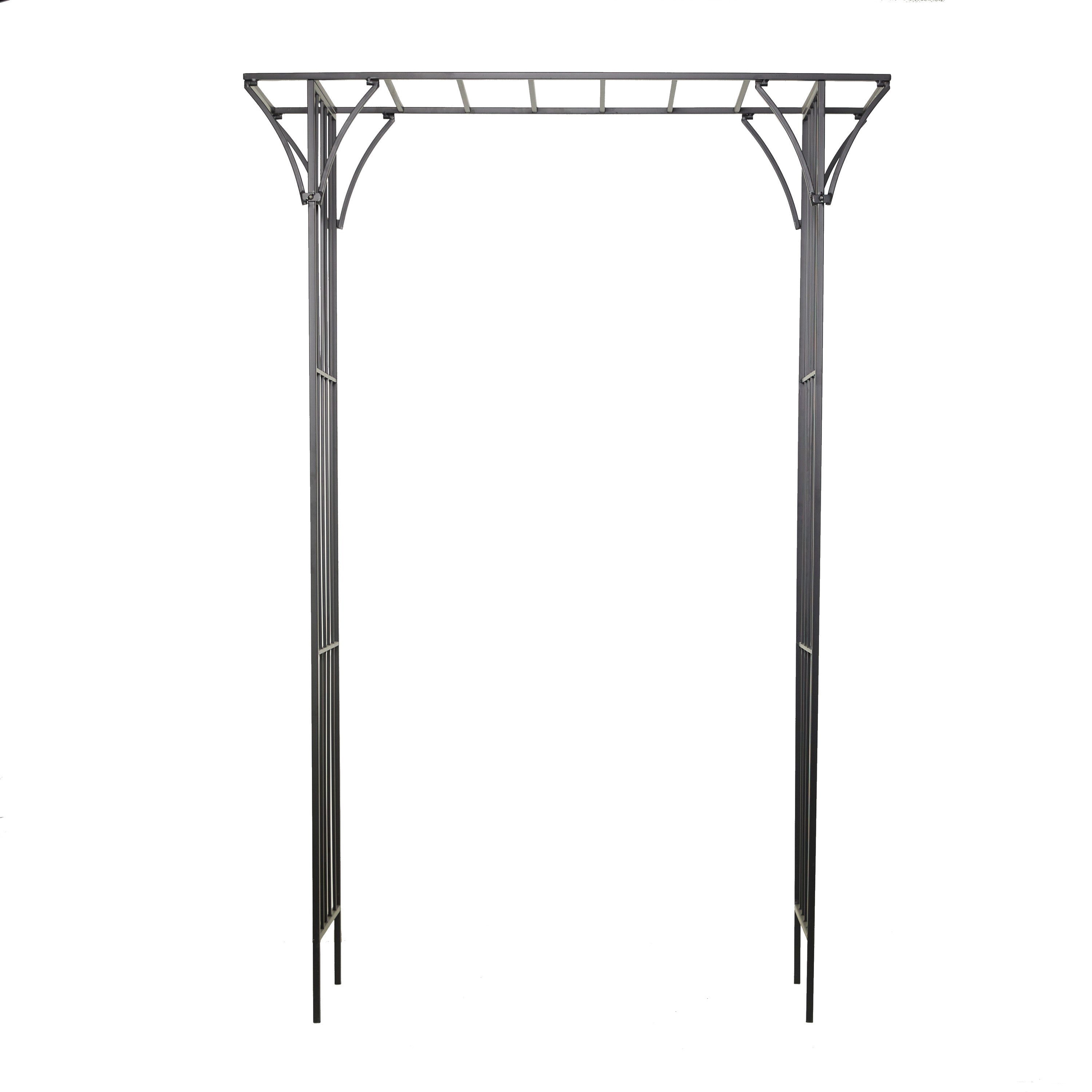 DecMode 87" Indoor Outdoor Black Metal Garden Arbor with Lattice Work Sides