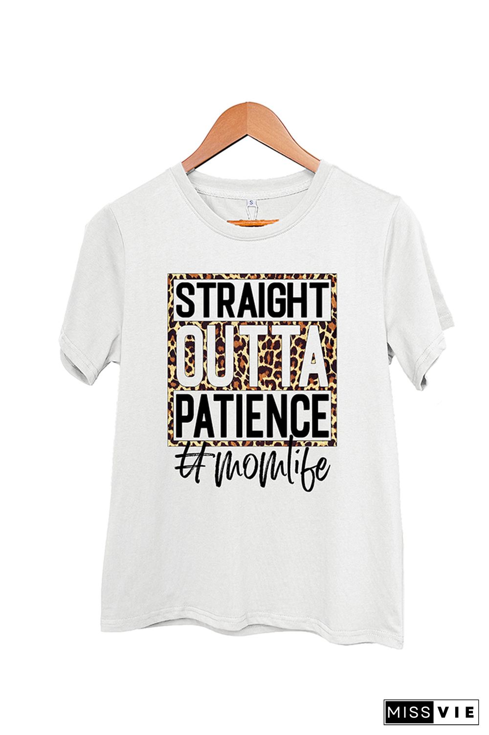 Leopard Straight Outta Patience Mom Short Sleeve Graphic Tee Wholesale