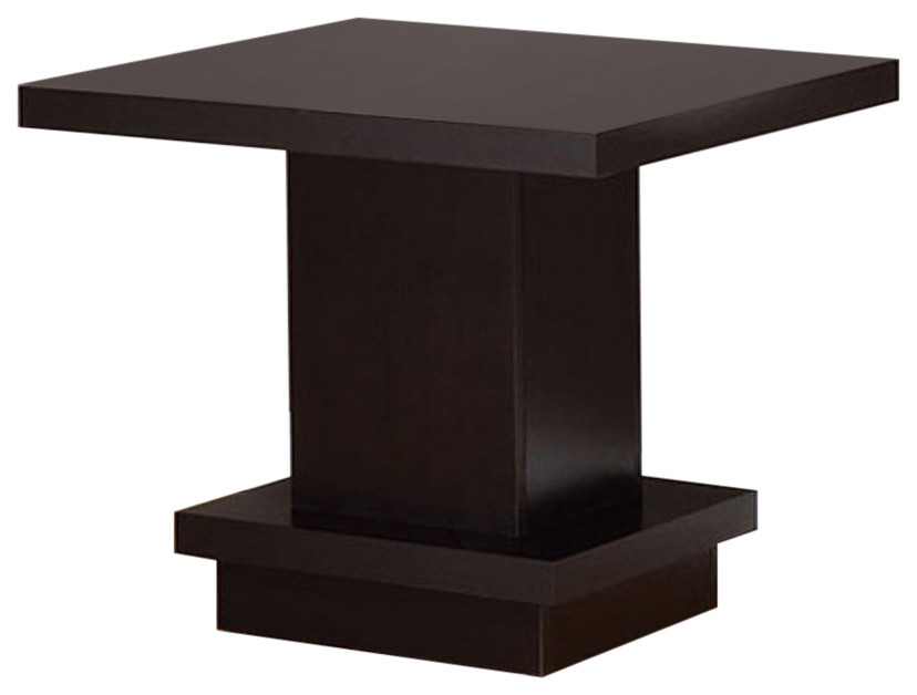 Benzara BM184934 Contemporary End Table With Pedestal Base  Cappuccino Brown   Transitional   Side Tables And End Tables   by VirVentures  Houzz