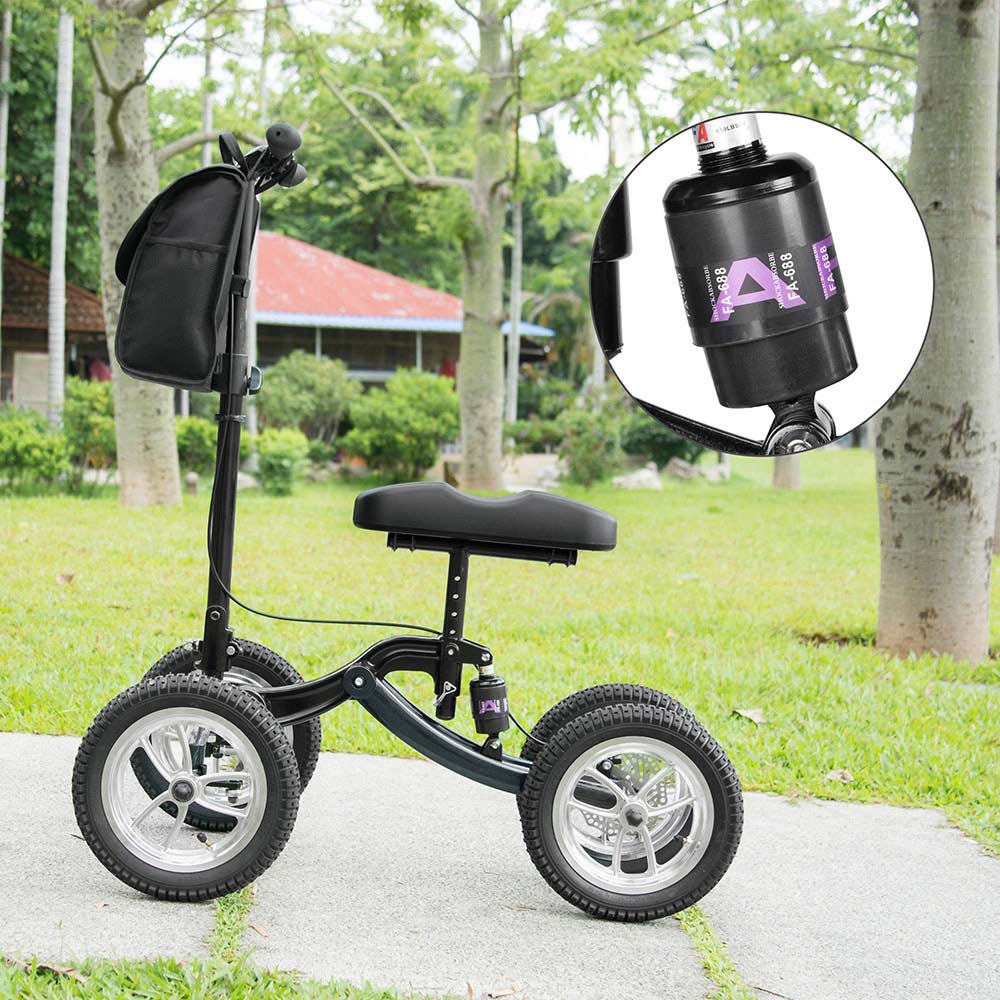 Yescom Folding All-Terrain Knee Walker Scooter Steerable Brake Basket Pump