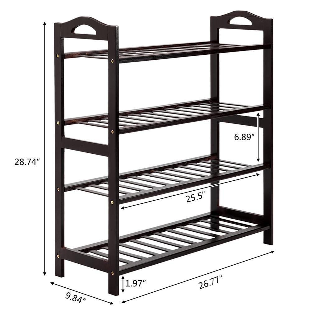 Ktaxon 4-Tier Durable Freestanding Shoe Rack Shoe Shelf Shoe Cabinet Shoe Tower Stand Shoe Storage Organizer for Entryway Hallway Closet Living Room Bathroom， Bamboo， Coffee Finish