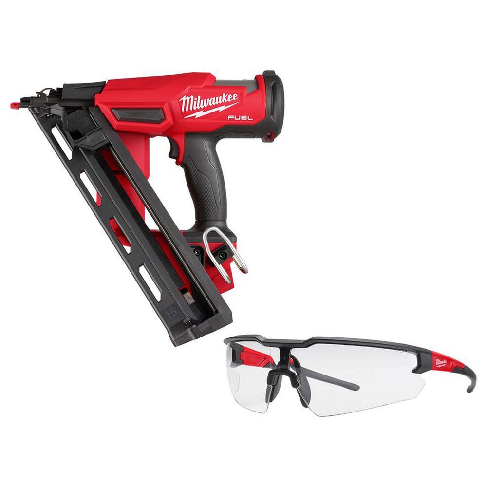 MW M18 FUEL 18-Volt Lithium-Ion Brushless Cordless Gen II 15GA Finish Nailer Tool-Only wClear Anti Scratch Safety Glasses 2839-20-48-73-2010