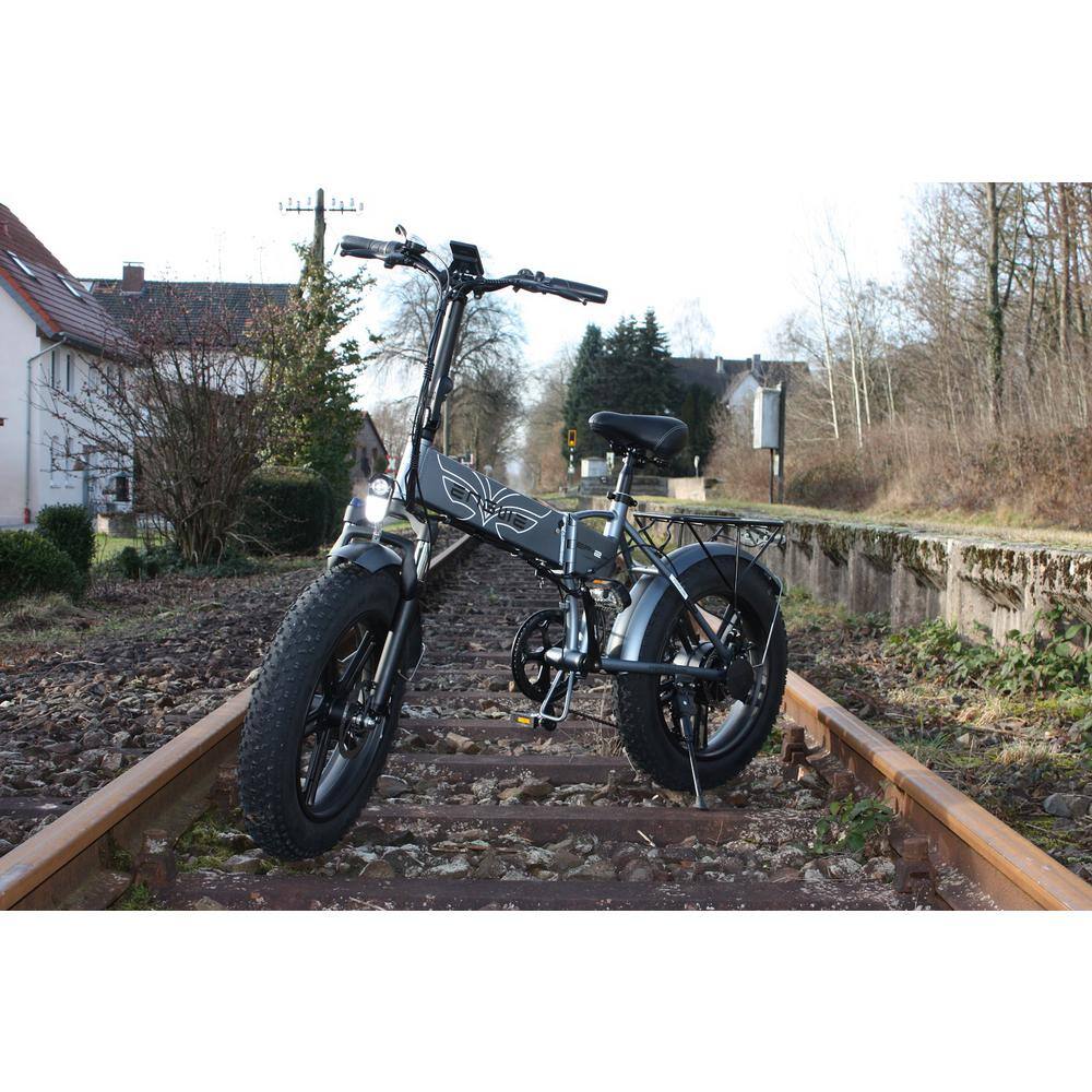 20 in. Gray Upgraded 750-Watt Folding Mountain 7-Speed Gear E-Bike with Removable Lithium Battery AM1228D-272