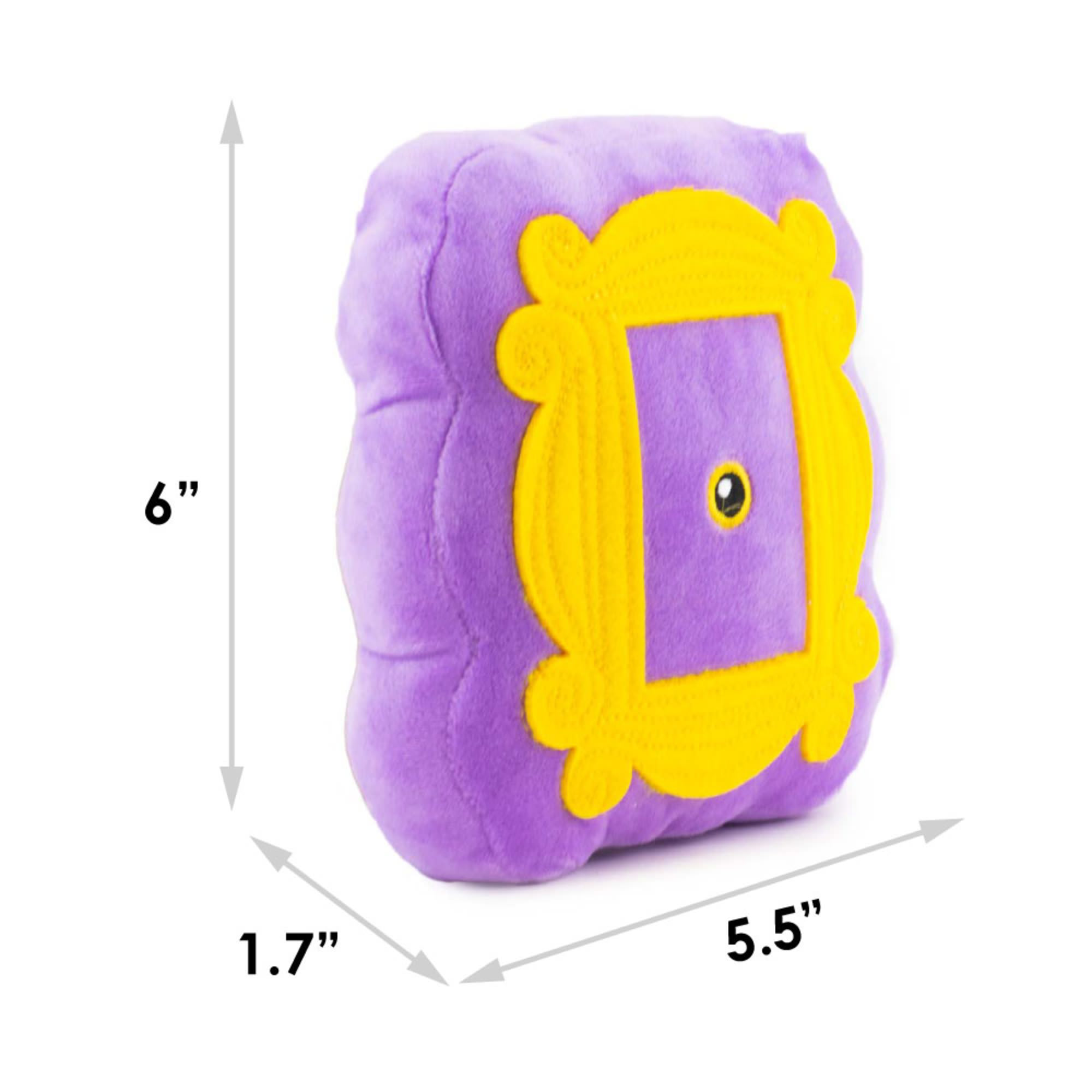 Buckle-Down Purple/Yellow Warner Bros. Friends Monicas Peephole Frame Plush Squeaker Dog Toy， Small