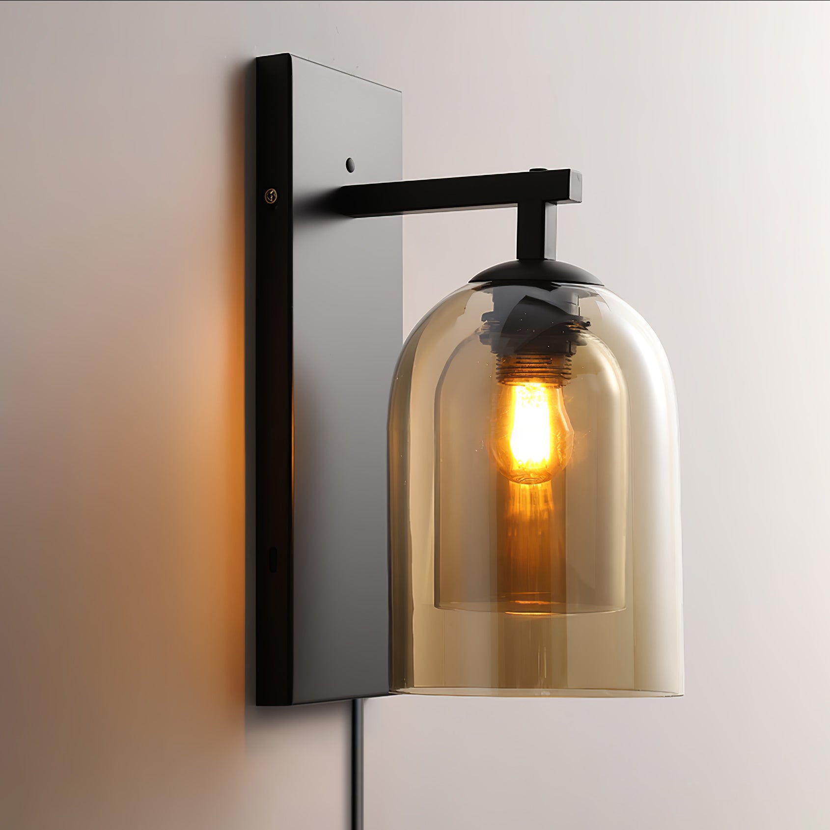 Glass Tubular Plug-in Wall Lamp