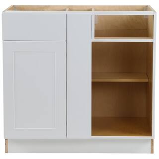 Hampton Bay Cambridge White Shaker Assembled Plywood Blind Base Corner Cabinet Soft Close Door  Drawer (36 in. W x 24.5 in. D) CM3635L-WH