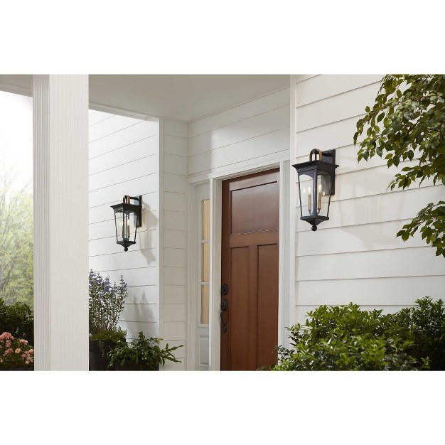 Progress Lighting Chatsworth 2 light Outdoor Wall Lantern In Black With Clear Glass Panels