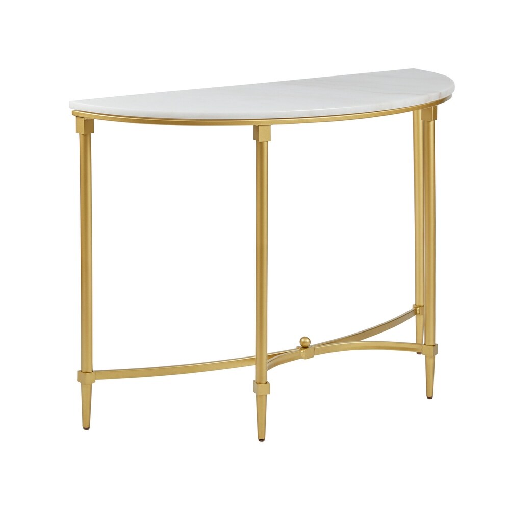 Madison Park Signature Bordeaux White/Gold tone Marble/Metal Console Table