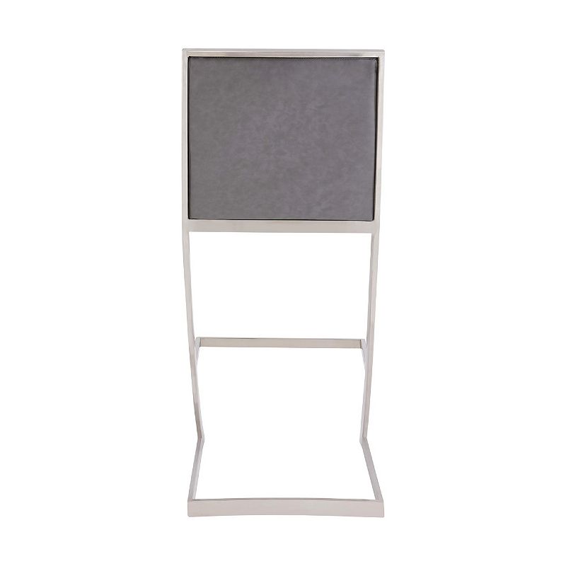 Barstool with Channel Stitching and Angled Cantilever Base， Gray and Silver