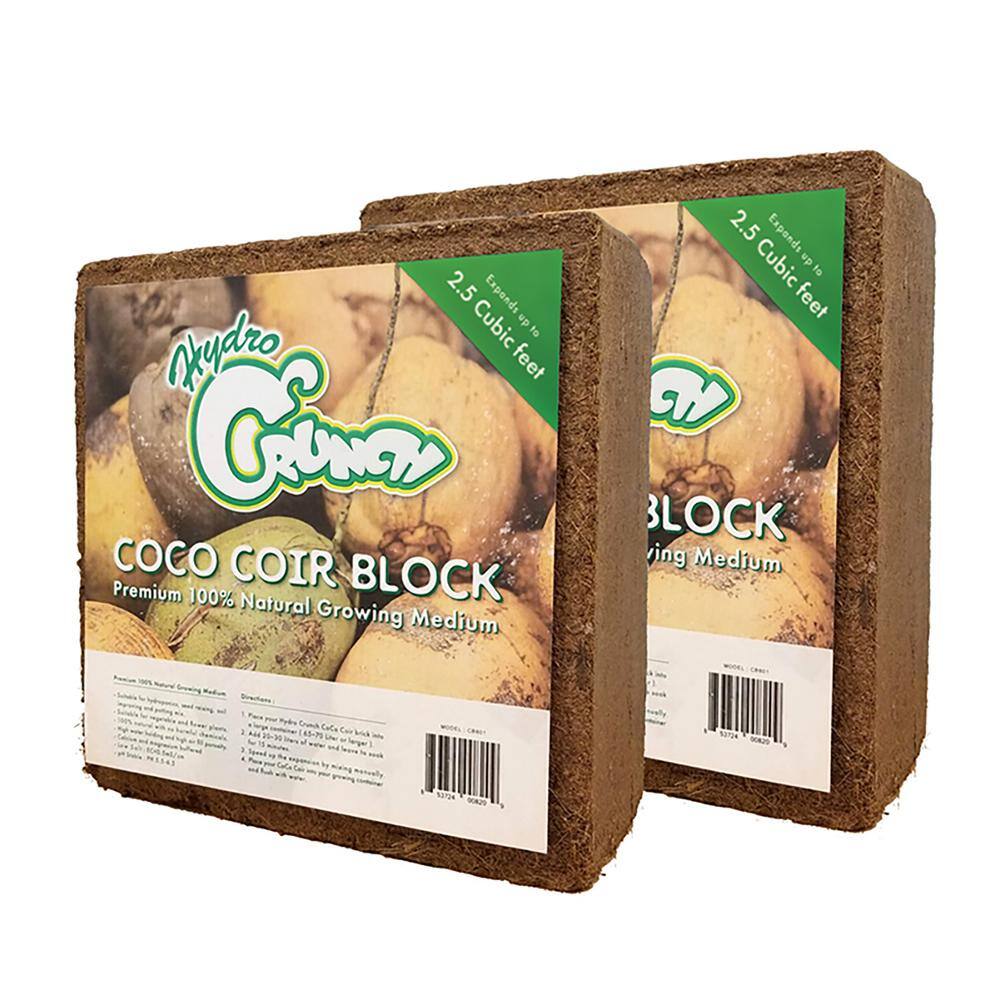 Hydro Crunch 2.5 cu. ft. Coco Coir Block of Soilless Growing Media (2-Pack) CB801-2PK