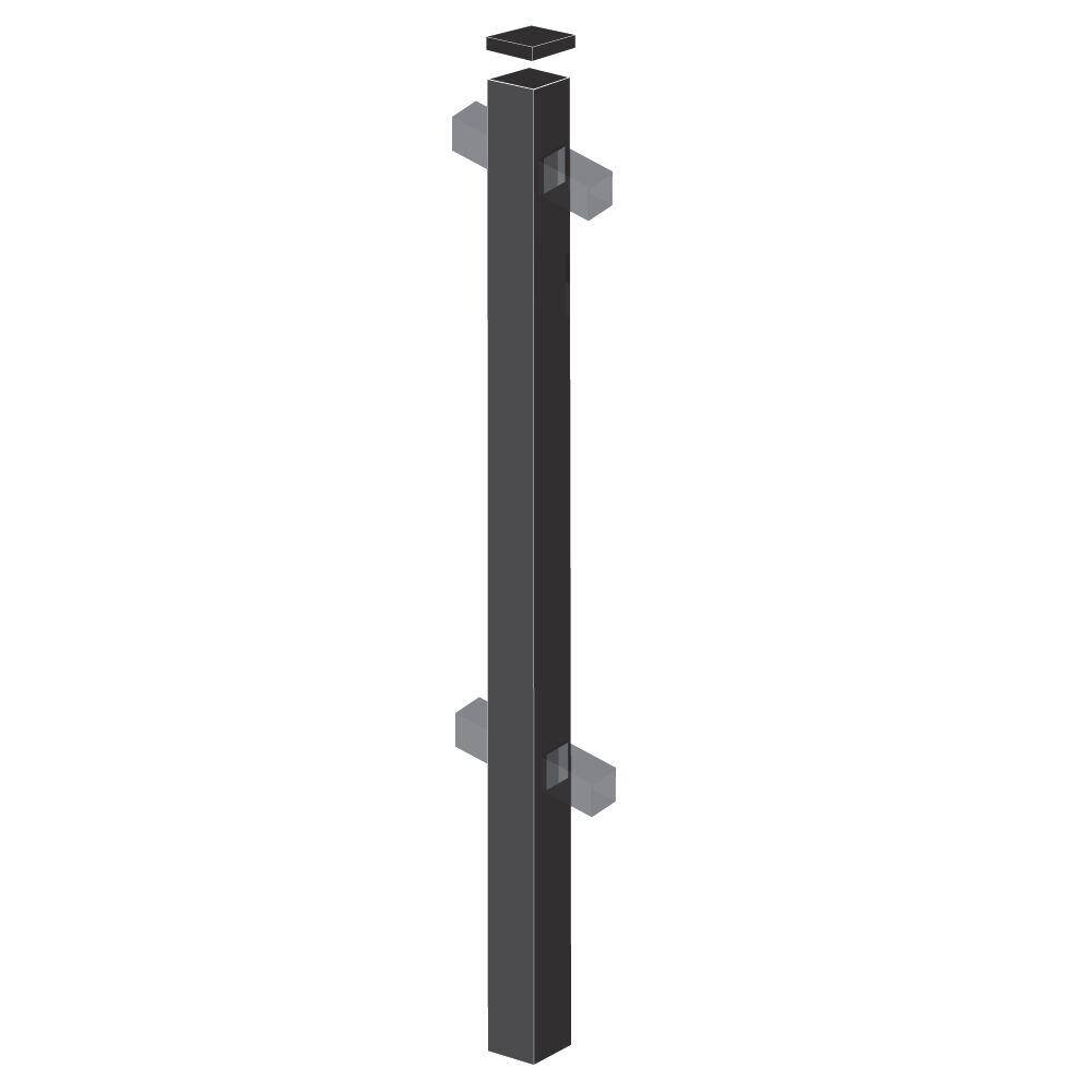 Barrette Outdoor Living Beechmont Heavy-Duty 2-12 in. x 2-12 in. x 5-78 ft. Black Aluminum Fence Line Post 73009236