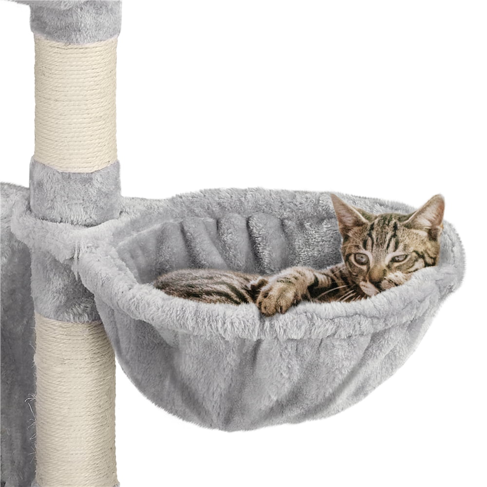 SMILE MART 4-Level Cat Tree Condo with Plush Perch, Light Gray