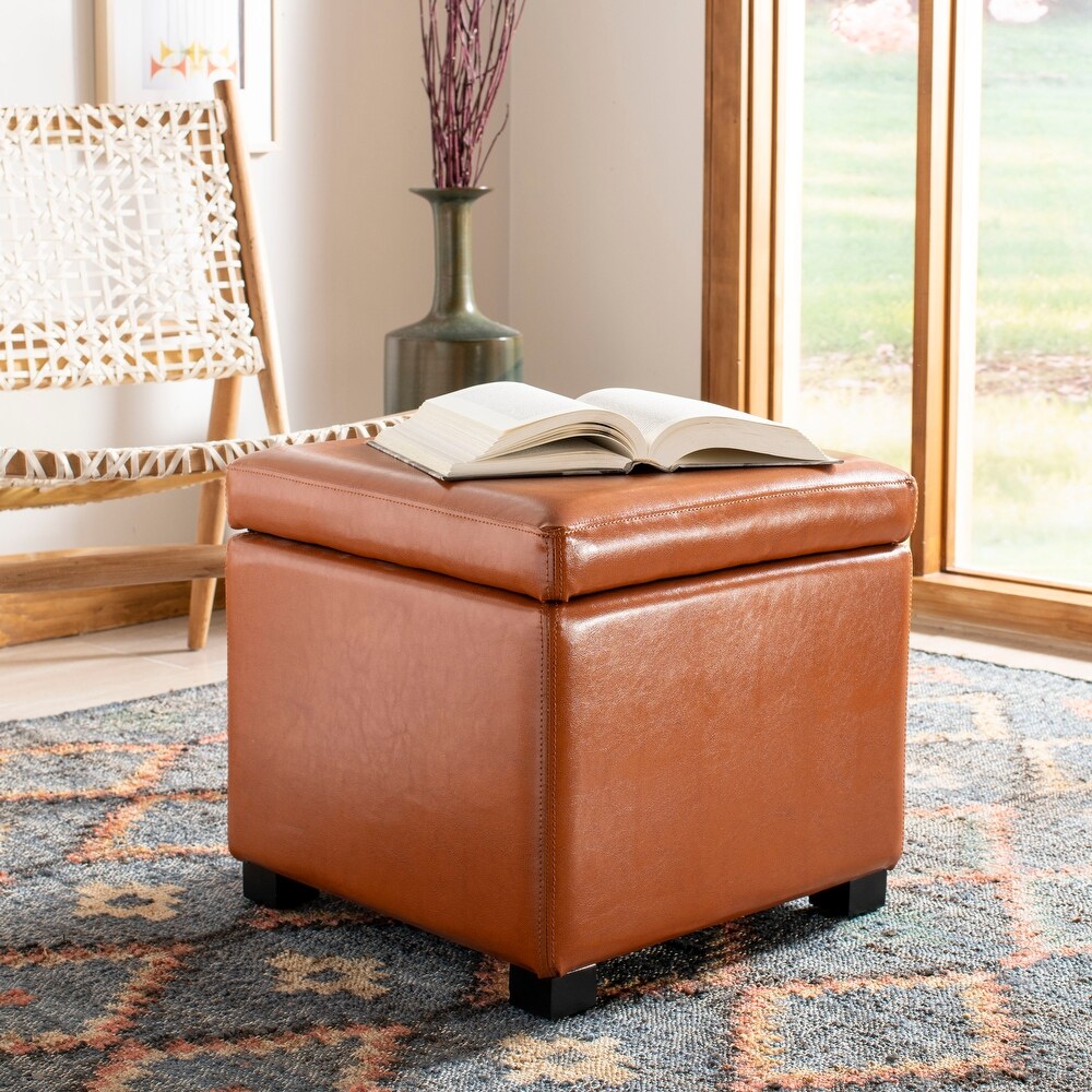 SAFAVIEH Jonathan Storage Flip top Saddle Ottoman