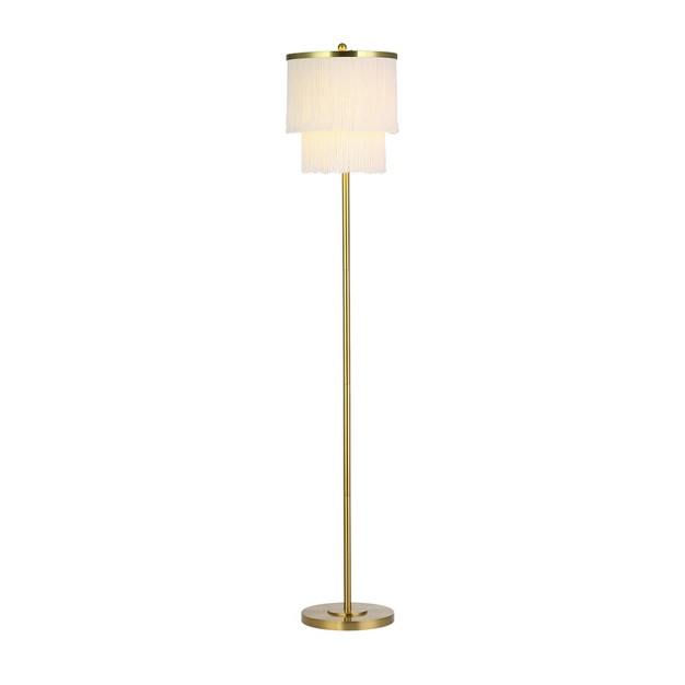 Emme Polished Metal Floor Lamp With Fringe Shade River Of Goods