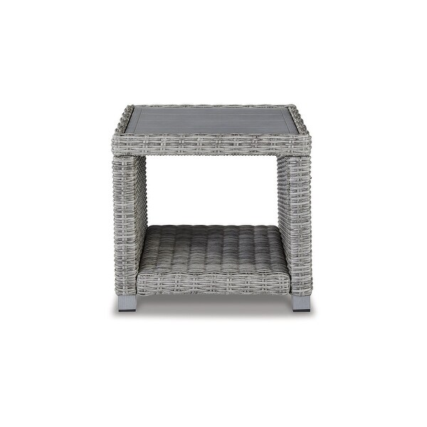 Signature Design by Ashley Naples Beach Light Gray Square Outdoor End Table