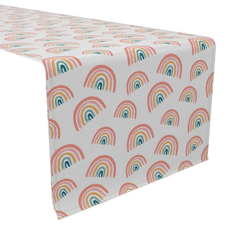 Table Runner， 100% Cotton， 16x72， Rainbows Allover