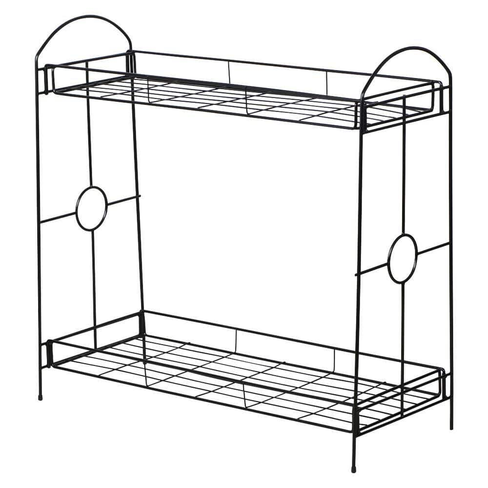 Yaheetech 32 in. H Metal Plant Stand with Tray Design For OutdoorIndoor (2 Tier) DYkc7a0001