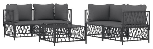 vidaXL Patio Furniture Set 5 Piece Loveseat with Cushions Anthracite Steel   Transitional   Outdoor Lounge Sets   by vidaXL LLC  Houzz