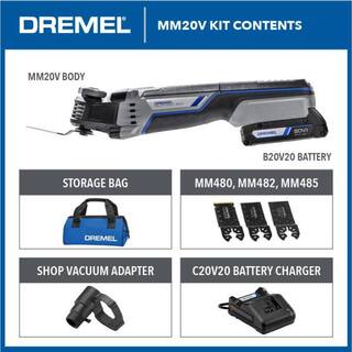 Dremel Multi-Max 20-Volt Cordless Oscillating Multi-Tool Kit with Universal Oscillating Blade Kit No Adapter Needed (10-Piece) MM20V-01+MM495U