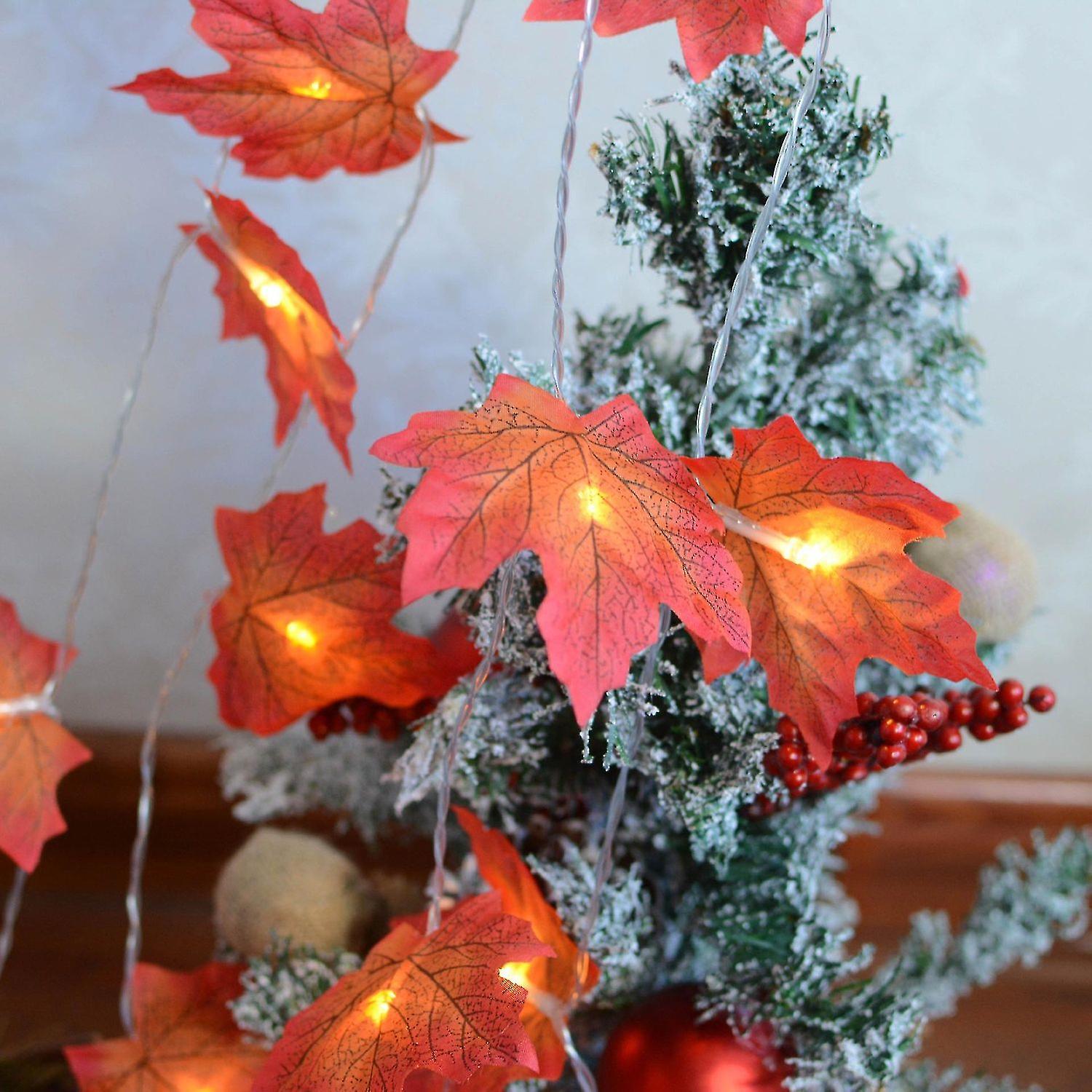 Maple Leaves Fall Decoration Lights 3m 20 Led Artificial Autumn Fall Garland String Lights Fairy Lig