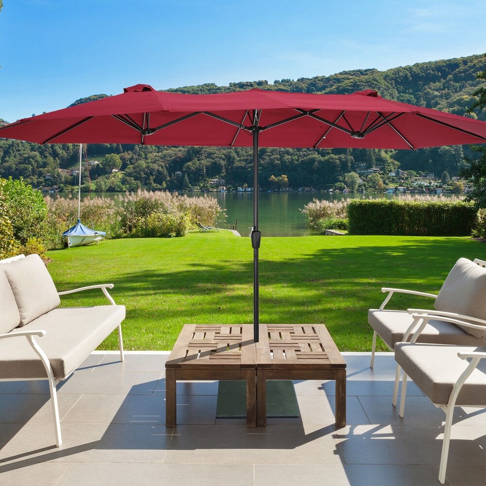 15x9ft Large Double Sided Rectangular Outdoor Twin Patio Market Umbrella