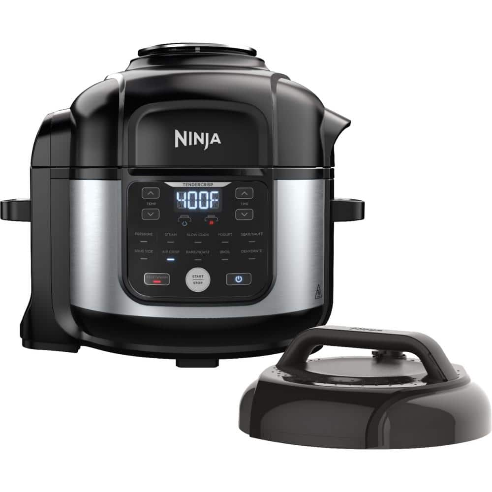 NINJA 6.5 qt. Electric Stainless Steel Pro Pressure Cooker + Air Fryer with Nesting Broil Rack FD302