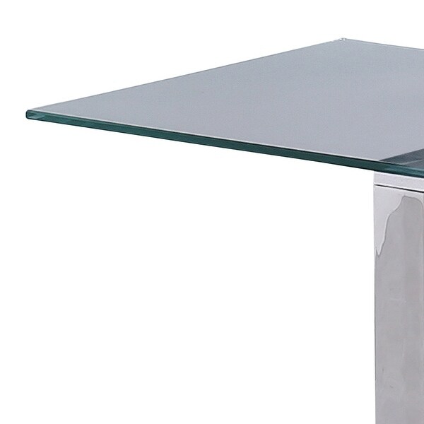 22 Inch Metal X Frame Glass Top Side Table， Silver